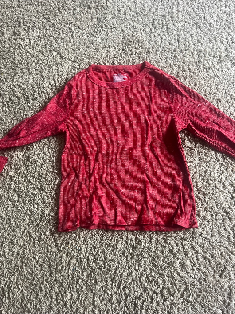 Waffle knit Cat & Jack Red  Long-Sleeve with white